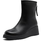 MVEUAC Women's Mid-Calf chunky sole Zipper Boots,Comfortable Casual Trendy Stylish,The best choice for outdoor use.