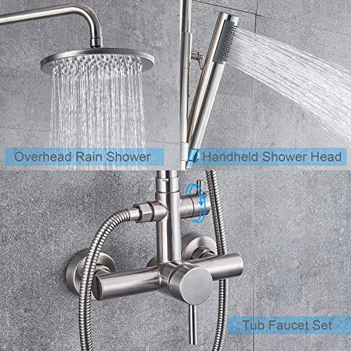 Brushed Nickel Outdoor Shower Fixture Set SUS304 Stainless Steel 8 Inch