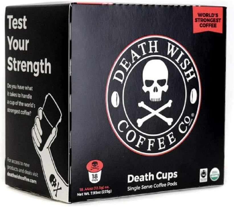 DW Coffee Death Wish Coffee K Cups,18 Count (Pack of 4)