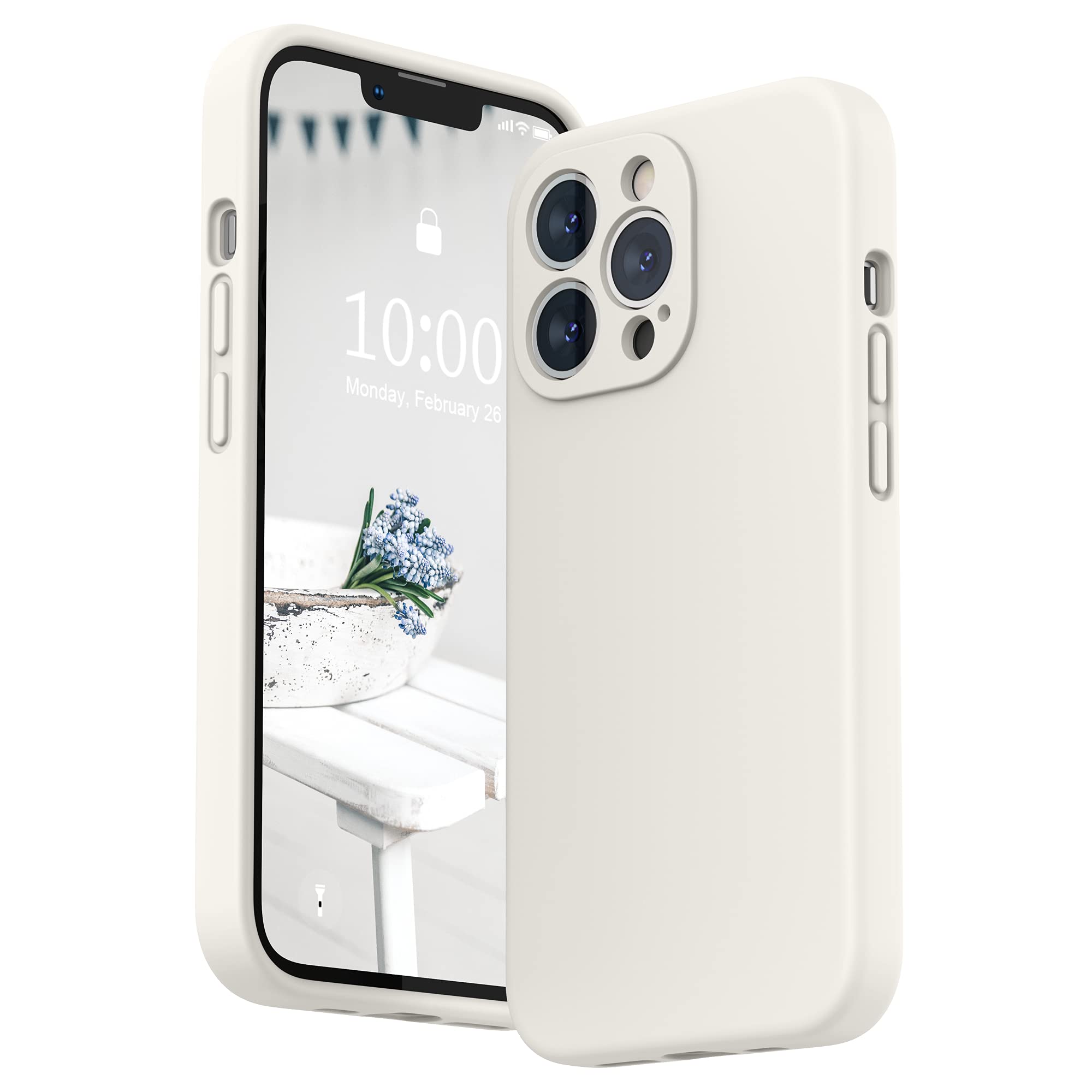 SURPHY Liquid Silicone Case for iPhone 13 Pro Case, Individual Protection for Each Lens Shockproof Rubber Full Body Thickened Design for iPhone 13 Pro 6.1 inch 2021, White — image 1