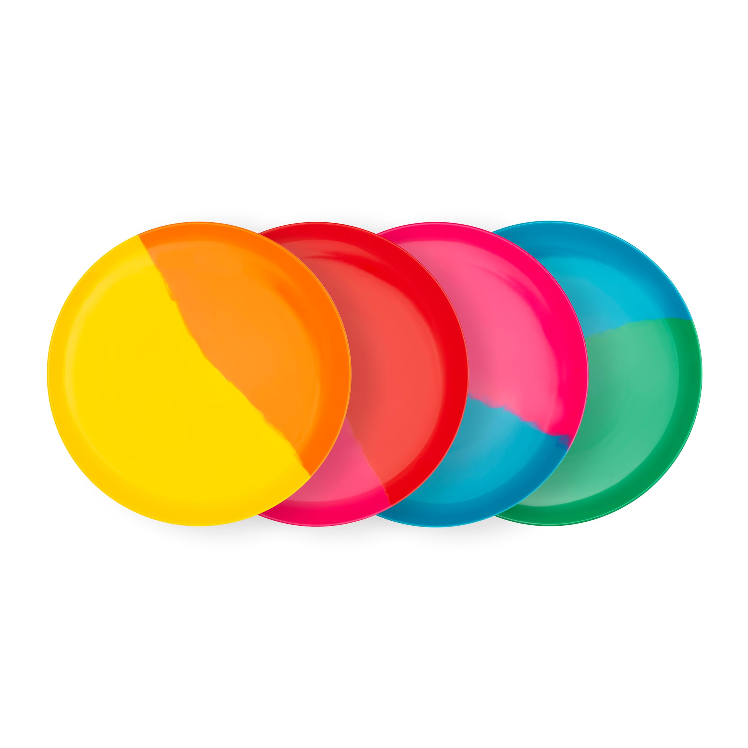 BlissHome Pure Prue Leith Melamine Dinner Plates Set of 4 – Vibrant, Unique Colours, Perfect for Indoor & Outdoor Use – Durable, Contemporary Design with 4 Distinct Colourways