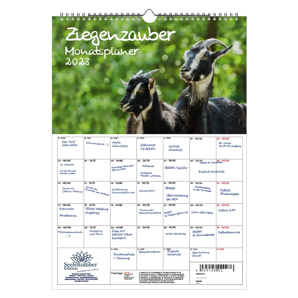 Ziegenzauber Planner DIN A3 - Calendar for 2023 Goats and Kids - Seelenzauber