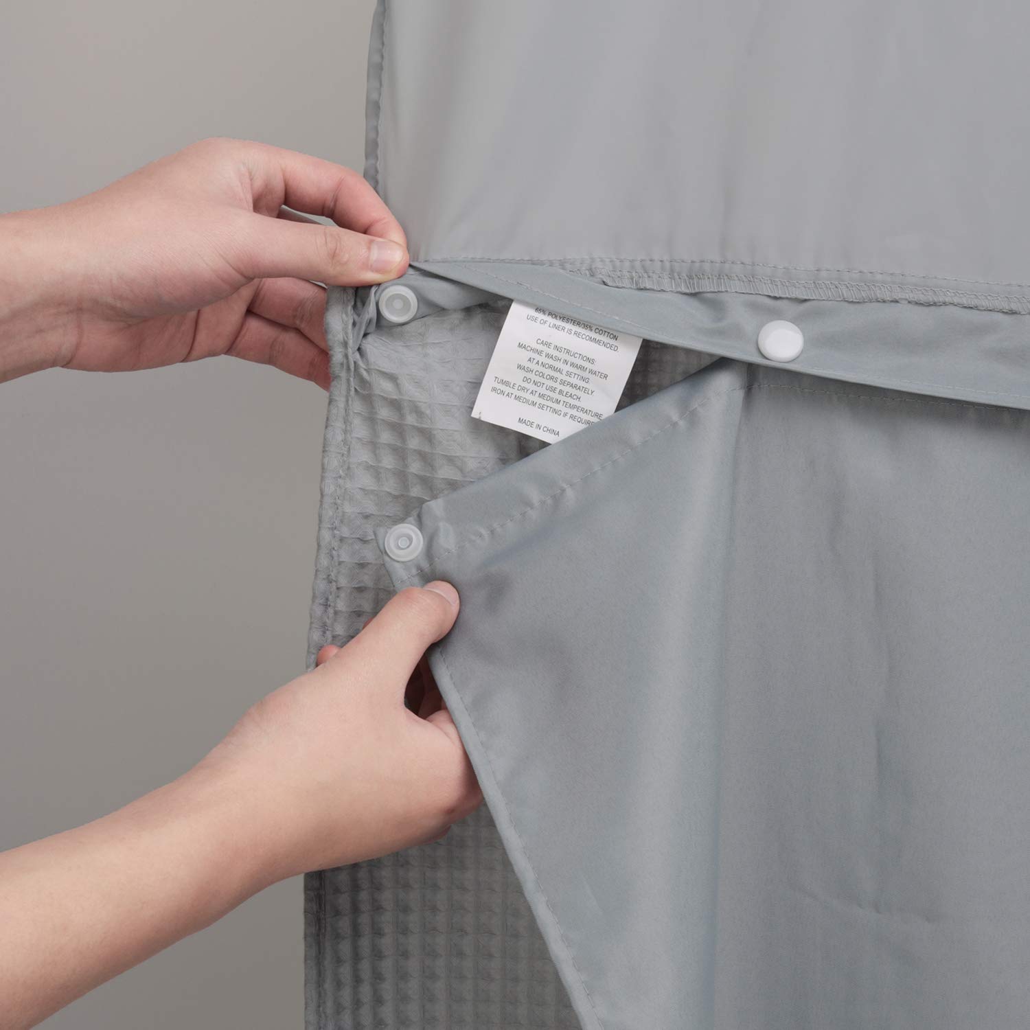 N&Y HOME Snap in Fabric Liner for Shower Curtain - Gray, 70x66