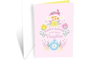 Prime Greetings Daughter Easter Card, Made in America, Eco-Friendly, Thick Card Stock with Premium Envelope 5in x 7.75in, Packaged in Protective Mailer