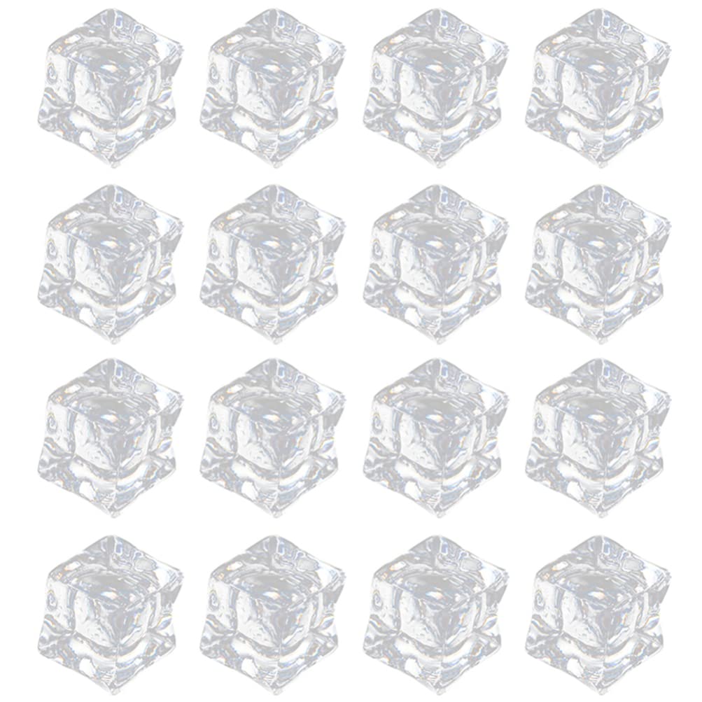 Toddmomy 200 Pcs Clear Fake Ice Cubes Acrylic Decorative Ice Cubes Artificial Square Crystal Ice Cubes Display for Home Kitchen Decoration Wedding Centerpiece Vase Fillers Photography Props