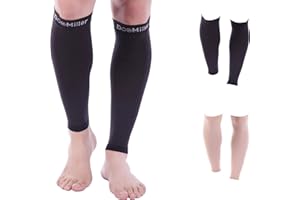 Doc Miller - Compression Calf Sleeve for Petite Men & Women, Medical Grade, 20-30mmHg Graduated Support for Running, Shin Splints, Knee High, Black Calf Sleeves, Large Size, 1 Pair, Petite