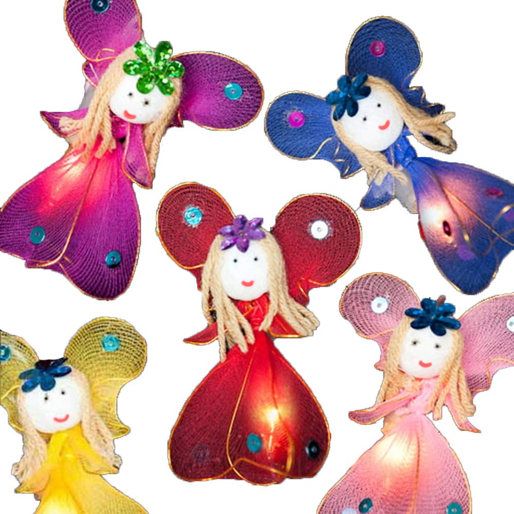 Blaze On Enchanted Princess Fairies Fairy Lights (Rainbow Colours) – 20 Warm White LED Lights – Sheer Fabric & Shimmering Sequins – USB Powered with UK 3-Pin USB Plug – Indoor String Lights
