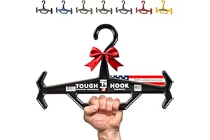 Tough Hook Original Multipurpose Heavy Duty Hanger, USA Made, Anti-Slip, 200 lb Capacity, Ideal for Tactical Gear, Body Armor, Scuba, Fitness Vests, 1 Black Plastic Piece