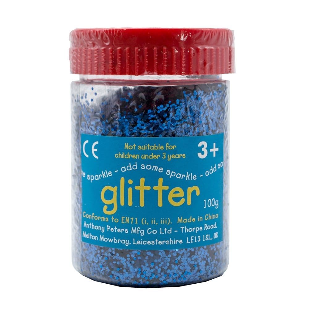 Glitter | 100 Gram tub | Shaker lid for Easy Pouring | Arts and Crafts | Glitter Art | Blue