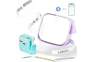 Vixic Bluetooth Label Maker Machine with Tape, Small Label Printer, M960 Label Sticker Portable Printer for 9mm, 12mm Label, Multiple Templates Font Icon for Office, Home, School, Purple