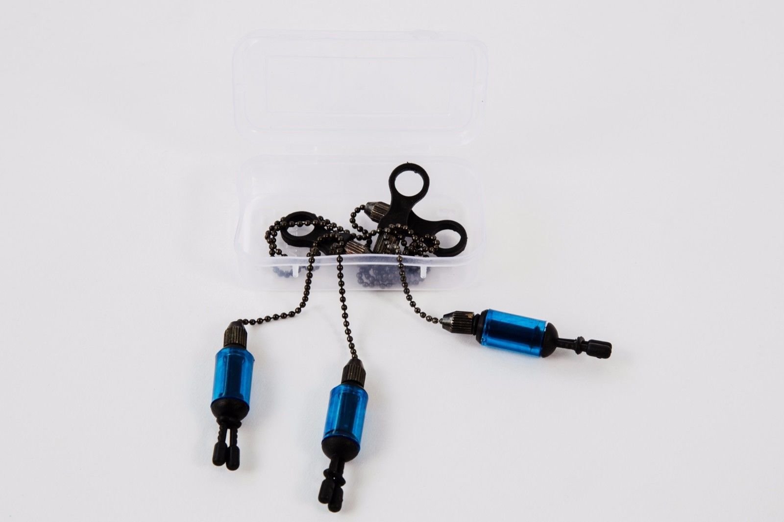 3 x Carp Coarse Fishing Chain Bite Alarm Bobbings Swingers Indicators BOX (Blue)
