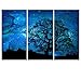 Visual Art Decor Black and Blue Starry Night Tree Silhouette Picture Canvas Prints Wall Art Nature Scenery Landscape Painting for Modern Home Decoration