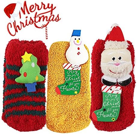 Christmas Socks,Eden Babe 3 Pairs Toddler Thickening Socks Floor Slipper Socks