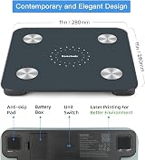 HOMEBUDS Bathroom Scale with App Sync 13 Body Composition BMI 400lb Blue view 6