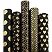 RUSPEPA Wrapping Paper Roll - Black and Gold Foil Pattern for Wedding,Birthdays, Valentines, Christmas - 5 Rolls - 30 inches X 10 feet Per Roll