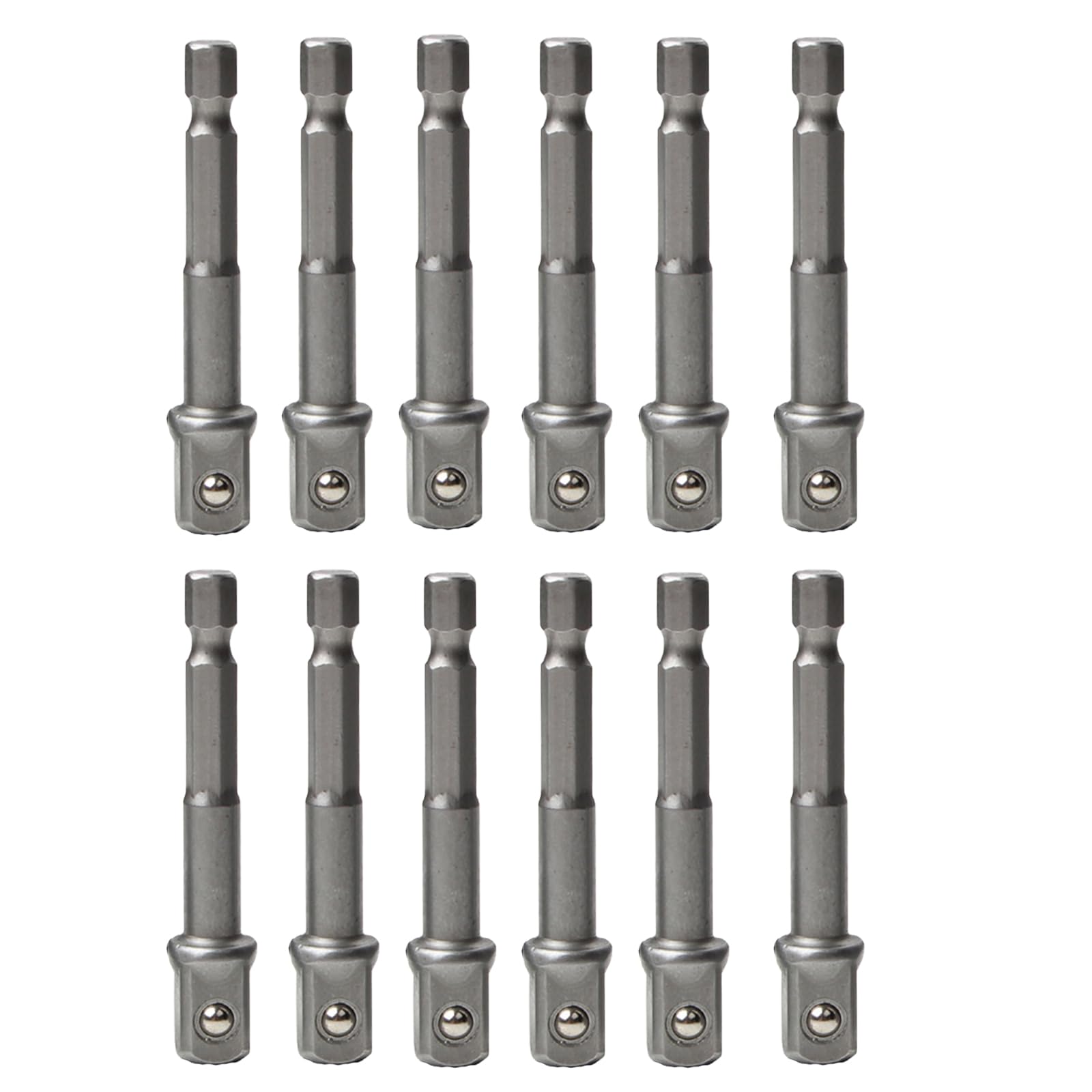 INCAUCA 12 Pack 1/4 Socket Adapter, Drill Bit Adapter, Hex to Square 1/4 Drive Adapter, Impact Driver Socket Adapter, 1/4 Inch Square Socket Adapter Bits for Automotive DIY