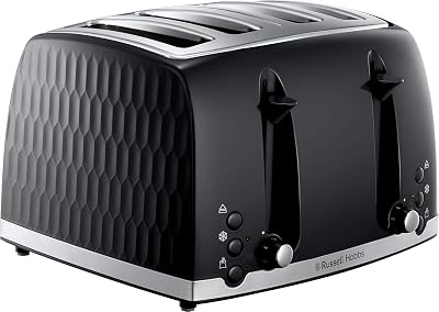 Russell Hobbs Honeycomb 4 Slice Toaster with Extra Wide Slots 1500W Black