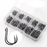 BiaoGan 500PCS Small Fishing Hooks, Assorted 10 Sizes(3#-12#) Fish Hooks Portable Plastic Box, Strong Sharp Fishhook with Bar