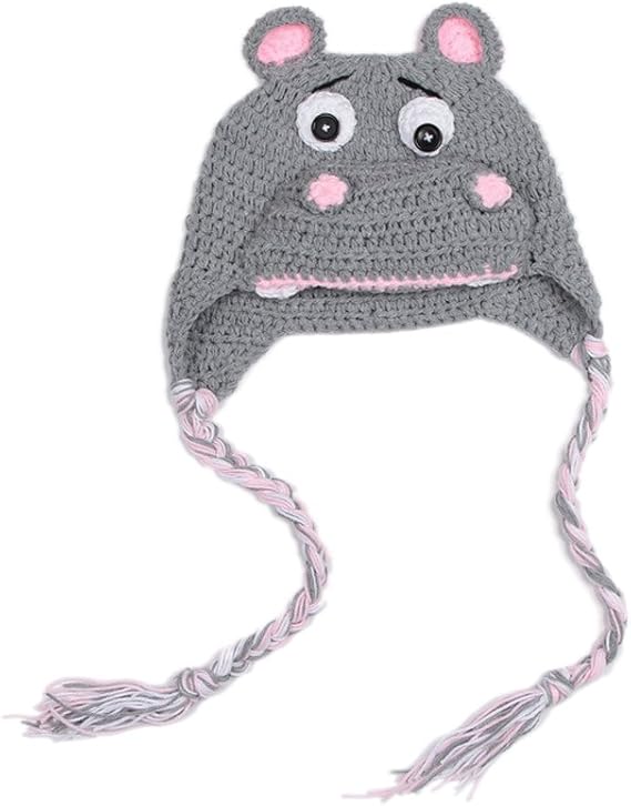 Amazon Co Jp C Princessかわいい動物アニマル柄 赤ちゃん ベビーニット帽 新生児0 24か月 出産祝い お食い初めの記念撮影や寝相アートに 手編みディズニー キャラクター グレー猿 服 ファッション小物