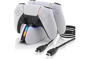 NANANINO PS5 Controller Charging Station, Fast Charging PlayStation 5 Dualsense Charging Station with LED Indicator White