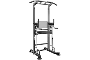 SogesPower Power Tower Dip Station Pull Up Bar for Home Gym Multi-Function Adjustable Height Strength Training Workout Equipment