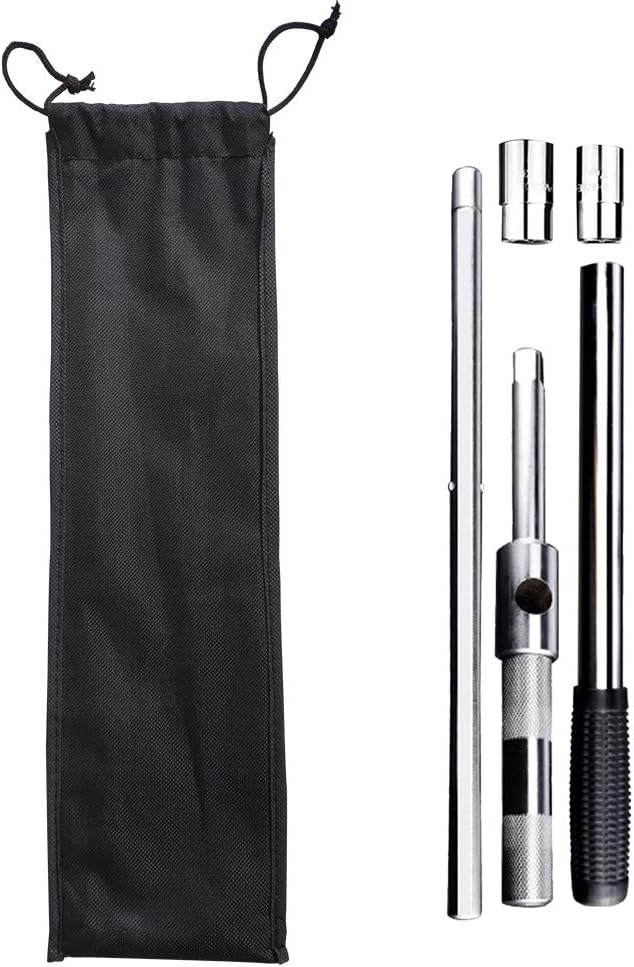 23" Universal Extended Lug Wrench, XERGUR 4 Way Tire Iron Nut Wrench Set with Storage Bag and Standard Sockets (17mm/19mm,21mm/23mm) for Heavy Duty Cross Wrench, Wheel Wrench: Home Improvement
