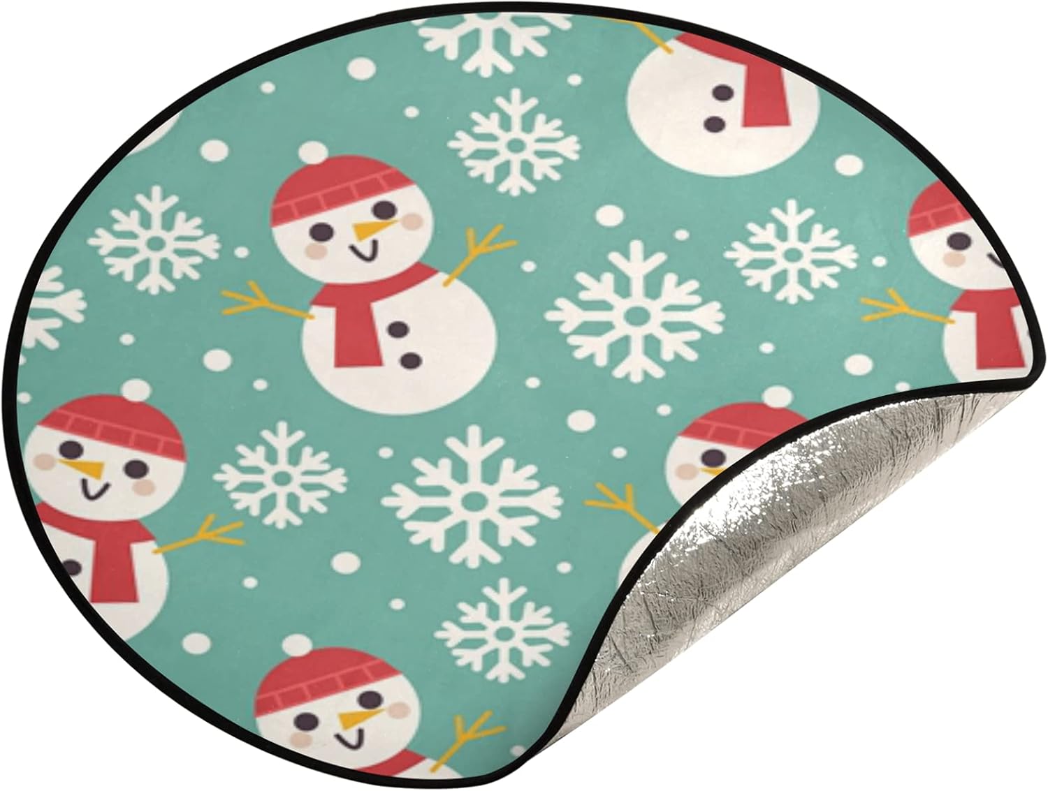 Tree Trays & Mats - Cute Snowman Snowflake Christmas Tree Mat Waterproof Tree Stand Tray Mat Carpet Under Christmas Tree Accessory for Xmas Holiday Party Ornaments 28 Inches
