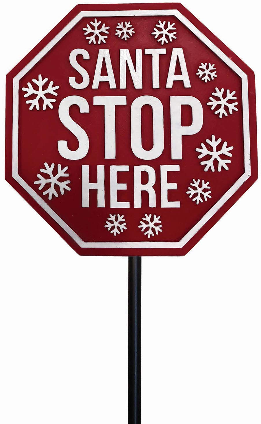 Spoontiques 21231 Santa Stop Here Garden Stake, Multicolored