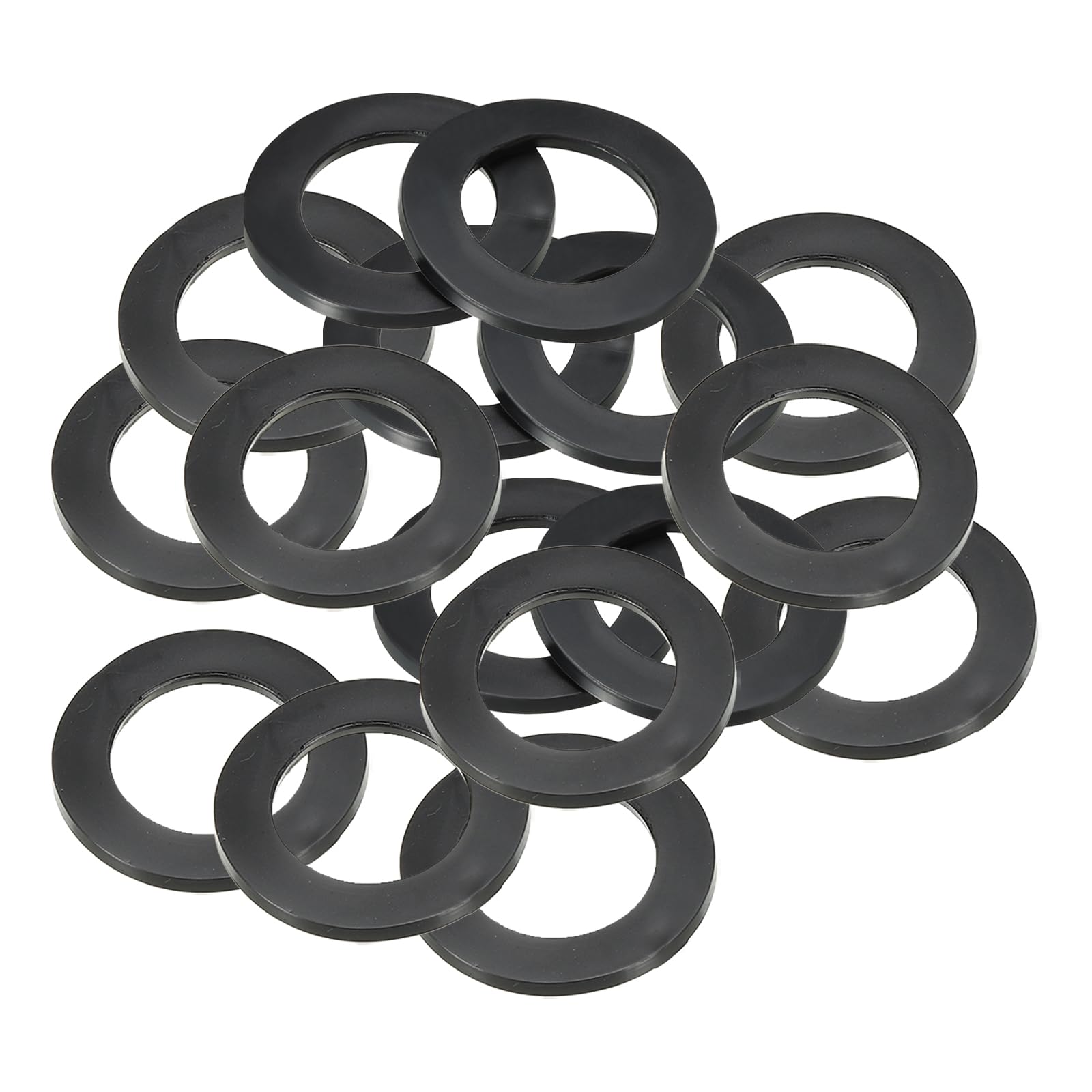 PATIKIL M24 Rubber Flat Washer, 16 Pack 24mm ID 35mm OD 3mm Thick Sealing Spacer Gasket Ring for Faucet Pipe Water Hose Fastener Bolt, Black
