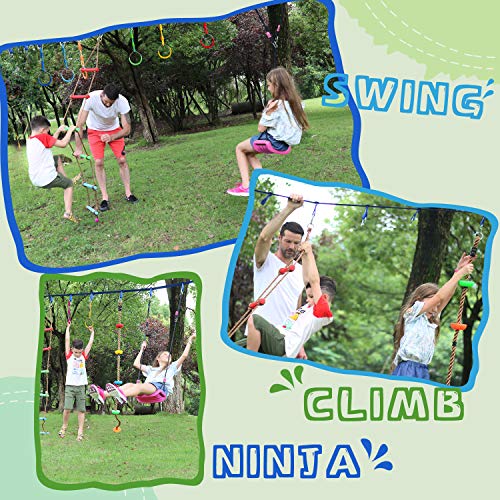Rainbow Craft 2x50ft Ninja Warrior Obstacle Course for Kids 2 Ninja