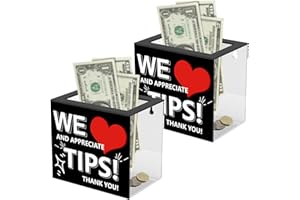 ACFUNIQUE Tip Jar for Bartender 2 PCS Acrylic Tip Box for Money Suggestion Box Donation Jar Box 6 x 4 x 5 Inch Tip Jars Container Collection Box for Restaurant,Musicians,Driver,Bar