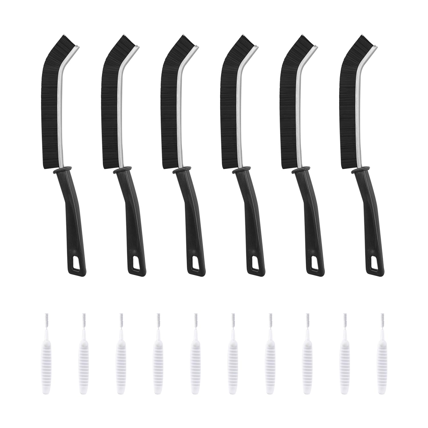 6 Crevice Cleaning Brushes and 10 Small Cleaning Brushes, Crevice Cleaning Tool, Multifunctional Cleaning Set, Bathroom Long Handle Brush, Suitable for Bathroom, Kitchen, Window Sill