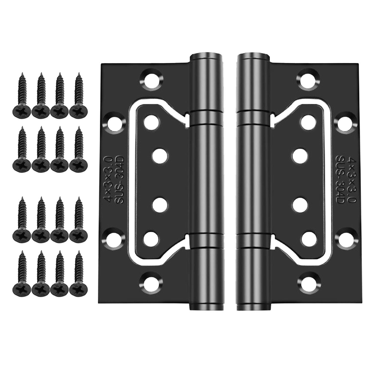 2pcs 4 Inch Home Door Hinges Ball Bearing Small Flush Hinge Non-Mortise Stainless Steel Brushed Nickel Smooth and Silent Movement Replacement Ball Bearing Mute (Black)