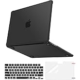 MOSISO Anti-Crack Case Compatible with MacBook Air 13 inch 2026 2025-2022 M4 A3240 M3 A3113 M2 A2681, 3 in 1 Kit Anti-Fingerprints Reinforced Shell with TPU Bumper for MacBook Air 13.6, Black