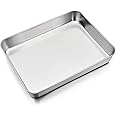 P&P CHEF Lasagna Pan Set, Stainless Steel Rectangular Baking Pan For Brownie/Cake/Meat, Non-Toxic & Heavy Duty, Deep Side & Rolled Rim, Brushed