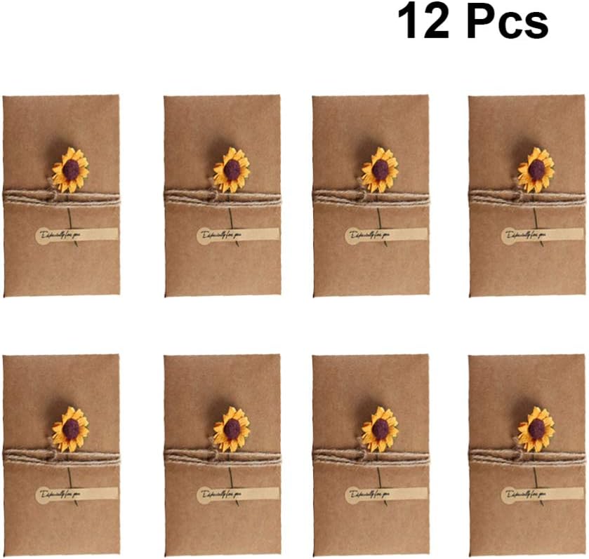 12pcs Sunflower Card Card Creative Greeting Cards for Christmas Birthday (Random Flowers Styles), Picture 1 - Image 5
