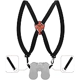 MOXULE Binocular Harness Strap X-shaped - Adjustable Bino Chest Straps for All Binoculars Hunting,Hiking and Birding - Black