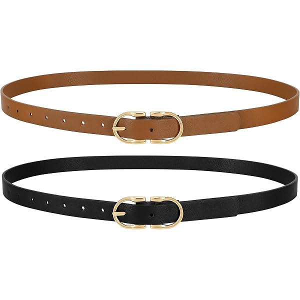 WERFORU 2 Pack Women Skinny Studded Belt Fashion Leather  display picture 2