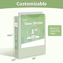 SUNEE 3 Ring Binder 1 Inch 1 Pack, Clear View