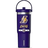 Hydrapeak x NBA Officially Licensed Los Angeles Lakers 32 oz Nomad Tumbler with Handle and Straw Lid, Leakproof Stainless Steel Water Bottle