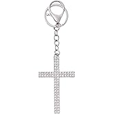 Veridian Living Silver Charm for Purse Rhinestone Cross Keychain Cute Crystal Bag Accessories Christian Purse Charms