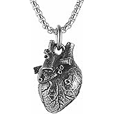 AsAlways Gothic Anatomical Heart Necklace Stainless Steel Pendant Human Organ Biology Charm Necklace