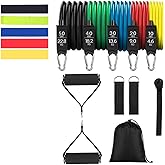 Resistance Bands Set with Handles &ndash; 11-Piece Exercise Bands Kit (Up to 150 lbs), Workout Bands with Door Anchor, Ankle Straps &amp; Carry Bag for Home Gym, Strength Training &amp; Physical Therapy