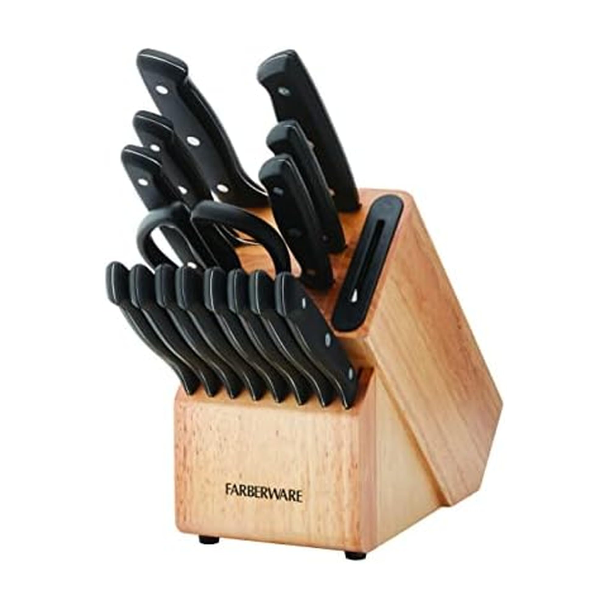 Photo 1 of Farberware Edgekeeper Triple Rivet Block Set with Built in Knife Sharpener, 16-Piece, Black