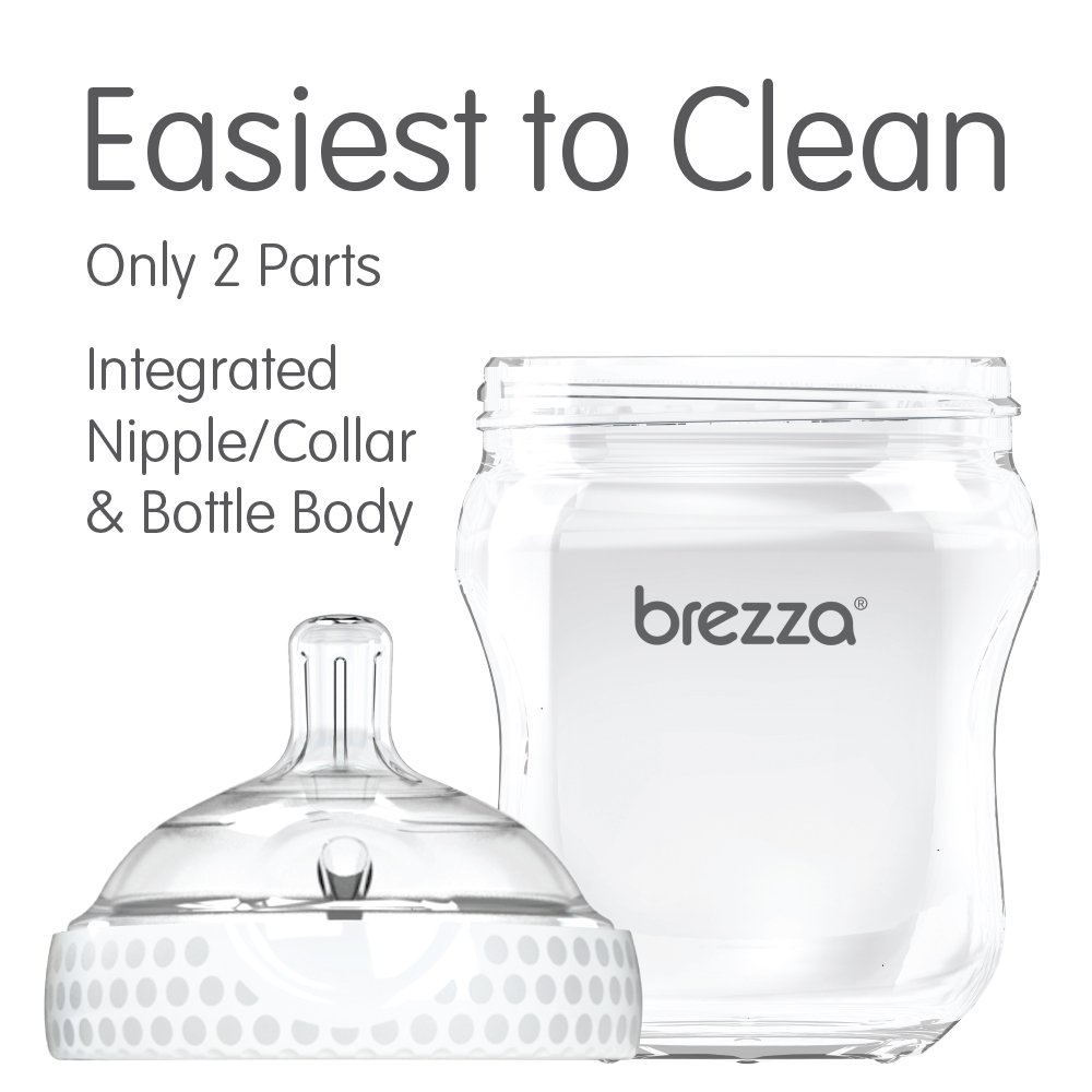 BabyBrezzaTwoPieceNaturalGlassBottlewithLid