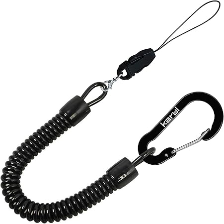 Amazon Co Jp カールコードストラップ コイルストラップ 伸びる 太めタイプ ロック機能付き カラビナ リング キーチェーン スマホ 携帯 定期 落下 盗難 紛失防止 太コイル ブラック 2個セット おもちゃ