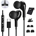 USB C Headphones for Samsung Galaxy S25 S23 S22 Ultra S24 S21 A56 A55 A54 A35 A16 5G Magnetic in-Ear USB C Earbuds with Micro