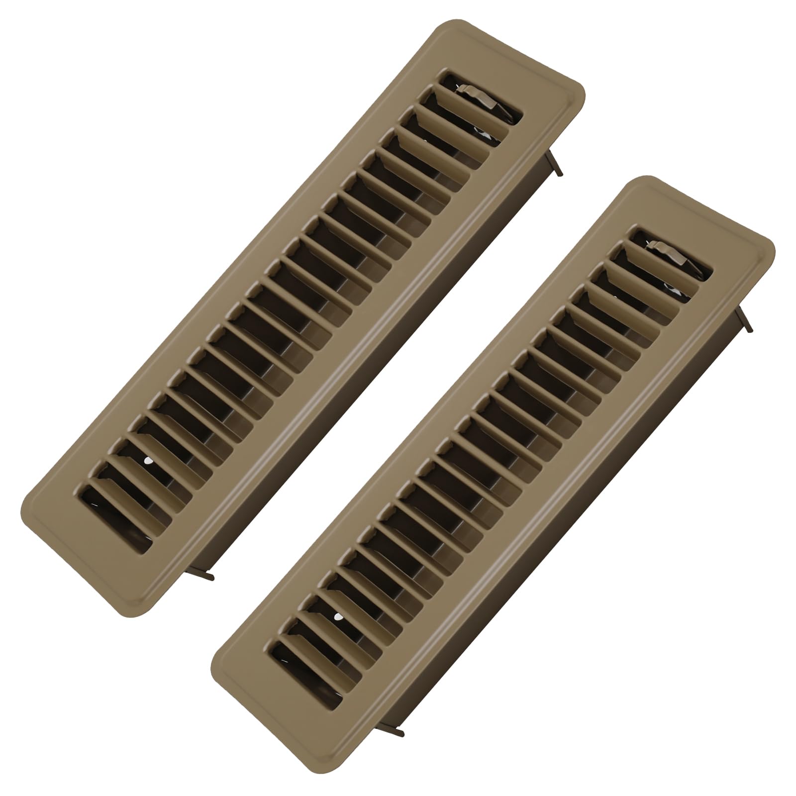 Photo 1 of Howeall 2 Pack 2" x 10" Floor Register - Heavy Duty Steel Walkable Floor Vents - Easy Adjust Air Supply Lever - Vent Covers for Home (Brown)