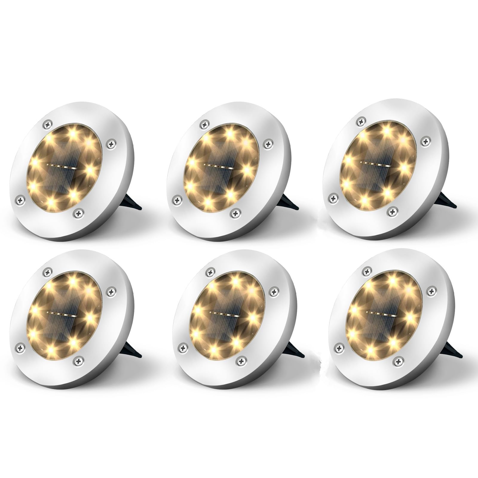 Jsdoin Solar Lights Outdoor Garden,Deck Lights Solar Powered - 8 LED,for Landscape,Walkway,Lawn,Steps Decks,Pathway Yard Stairs Fences,Garden Decorations Warm (6)