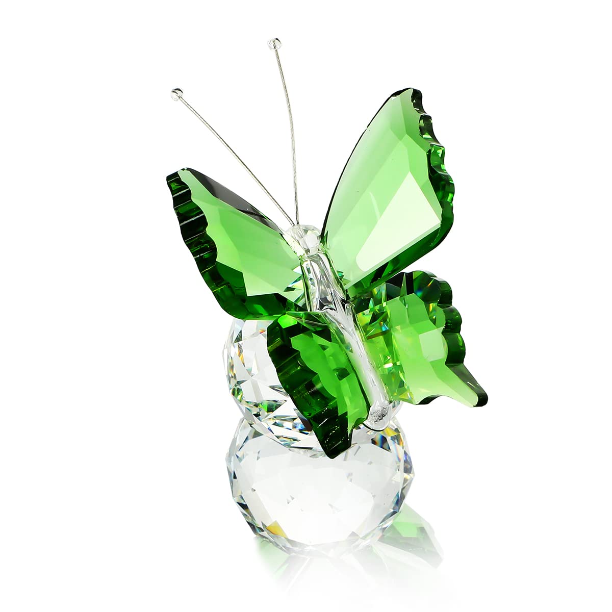H&D Hyaline&Dora Crystal Flying Butterfly with Crystal Ball Base Figurine Collection Ornament Statue Animal Collectible(green) โ image 1
